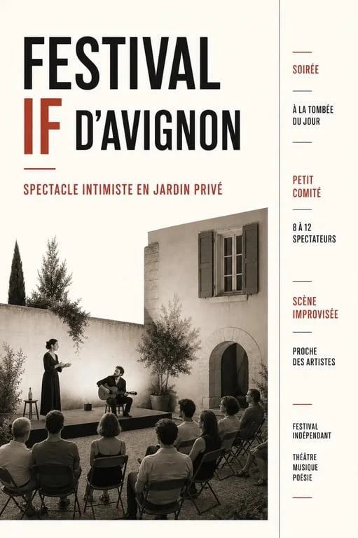 Festival IF Avignon dans un jardin privé avec un public restreint lors d’une représentation intimiste