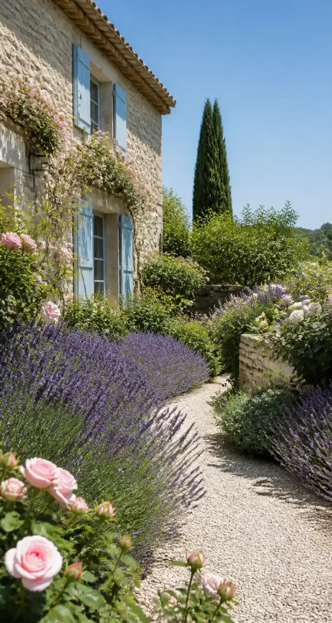 Jardin provençal fleuri dans un quartier extra-muros d'Avignon