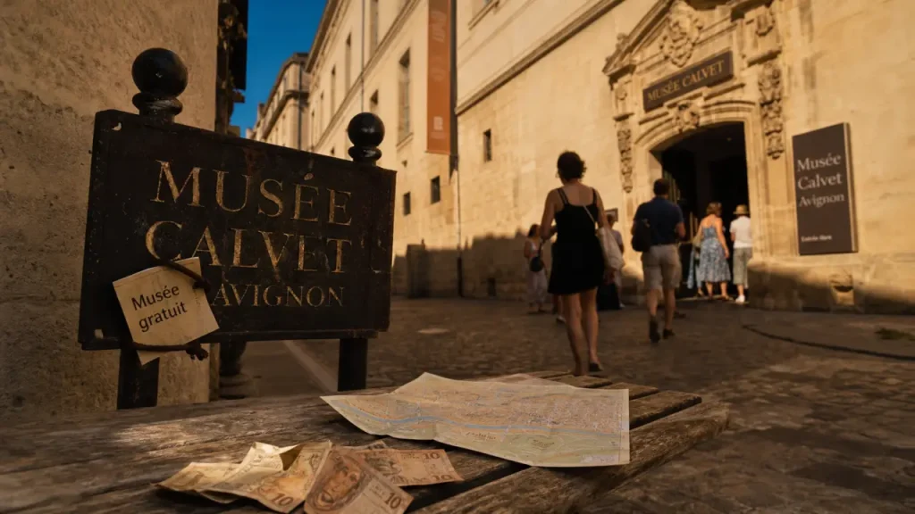 Musées avignon gratuits : entrée musée municipal à Avignon, panneau « gratuit »