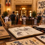 Festival bd avignon 2025 : carnet de croquis et visiteurs à l’Hôtel de Ville