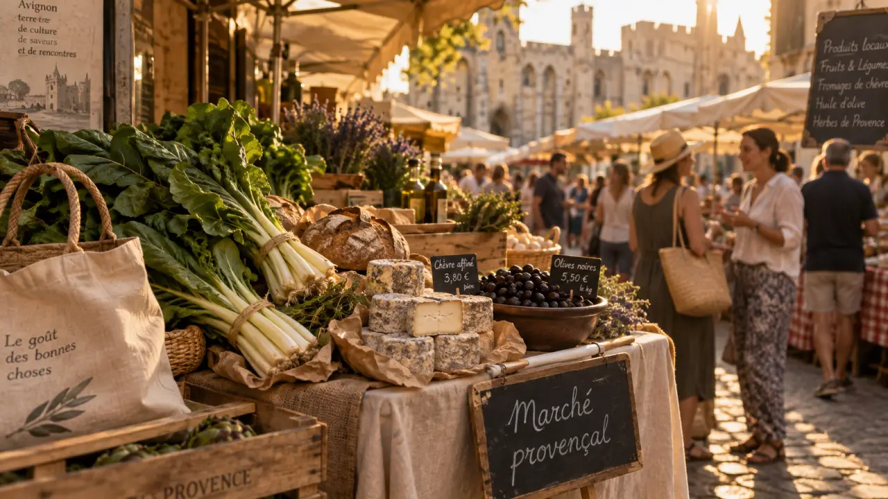 Marchés avignon alentours : étal provençal à Avignon, producteurs et produits