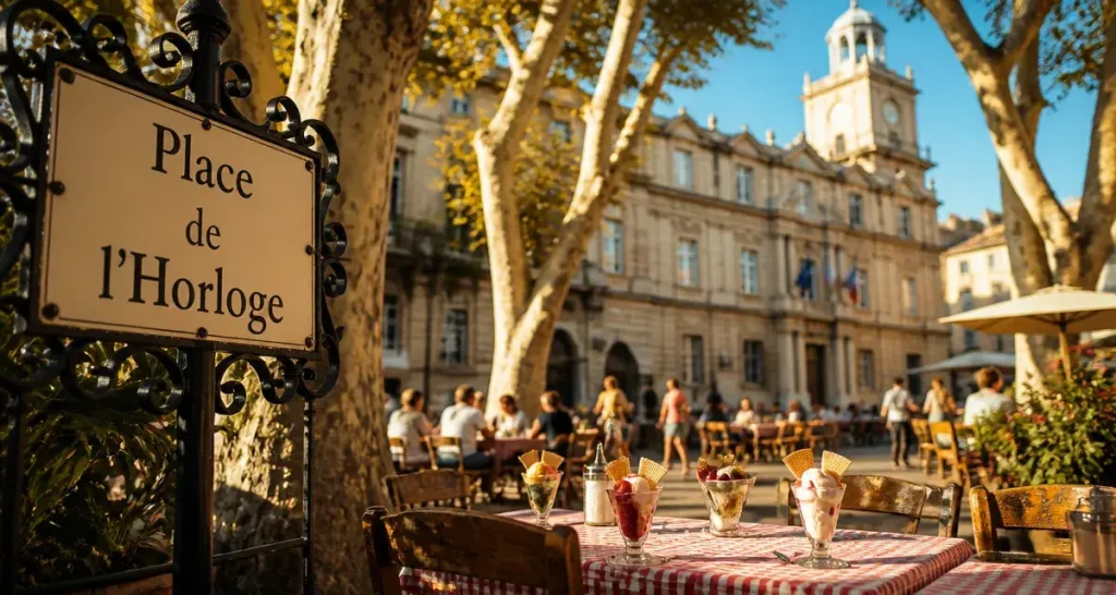 Places d’Avignon, Place de l’Horloge : terrasse de café