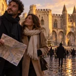 Que faire le 31 decembre a Avignon : couple au réveillon près du Palais des Papes