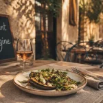 Restaurant aubergine villeneuve les avignon : terrasse provençale, aubergine rôtie et vin rosé